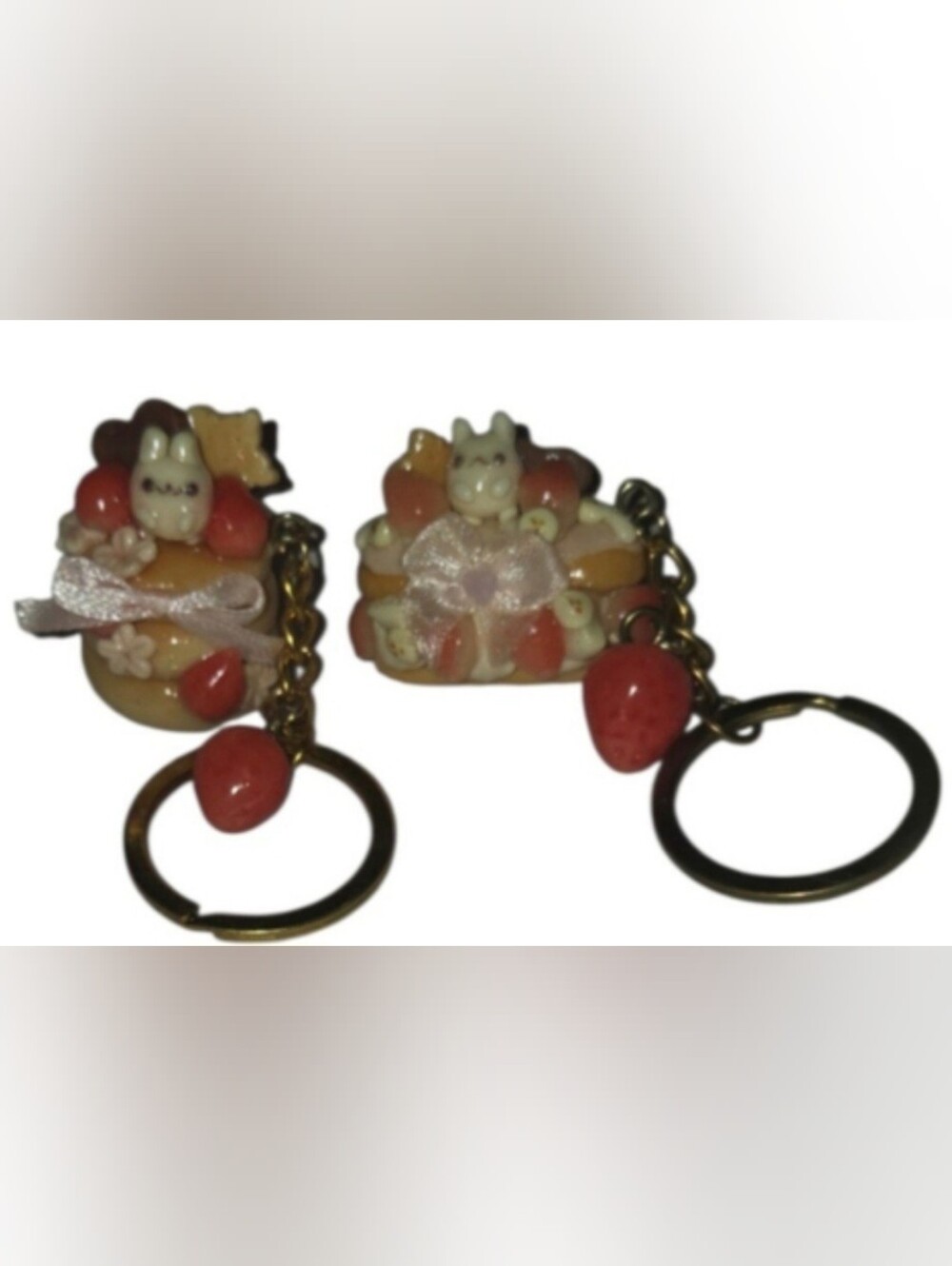 Unbranded Strawberry Dessert Keychain One Size Beige Red